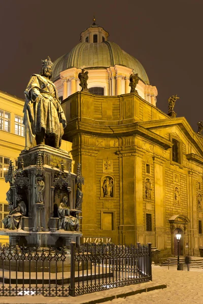 Centre Historique Prague Enneigé Nuit République Tchèque — Photo