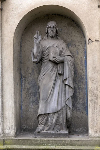 Statue Vieillie Mystérieux Vieux Cimetière Prague République Tchèque — Photo