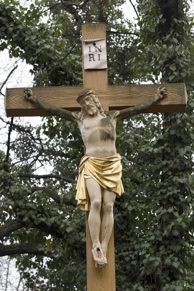 Statue Vieillie Mystérieux Vieux Cimetière Prague République Tchèque — Photo