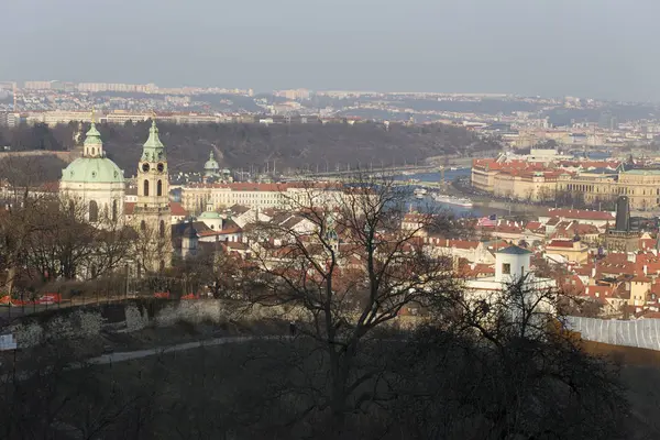 Sunny Frosty Winter Prague City Its Cathedrals Historical Buildings Towers — Stock Photo, Image