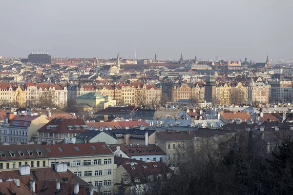 Zonnige Ijzig Winter Prague City Met Zijn Kathedralen Historische Gebouwen — Stockfoto