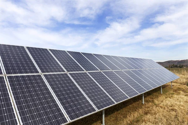 Solar Power Station Early Spring Meadow — Stock Photo, Image