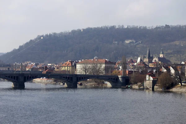 Syn Prag Staden Ovanför Floden Moldau Tjeckien — Stockfoto