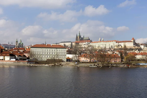 Early Spring Prague Gothic Castle Lesser Town River Vltava Sunny — Stock Photo, Image