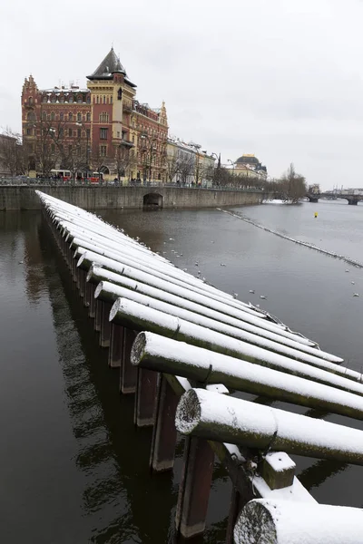 Snowy Zamrożenie Prague Old Town Republika Czeska — Zdjęcie stockowe
