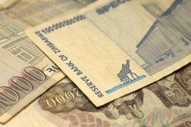 Benzersiz Zimbabve hiperenflasyon banknot bir yüz milyar dolar ayrıntılı, 2008