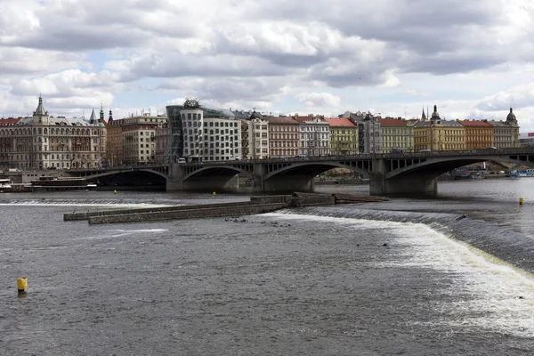 Vista Sulla Primavera Città Praga Sopra Fiume Moldava Repubblica Ceca — Foto Stock