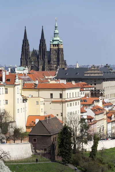 Vista Sobre Primavera Praga City Acima Rio Vltava República Checa — Fotografia de Stock