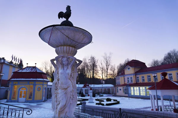 Snowy evening Spa Libverda in north Bohemia, Czech Republic