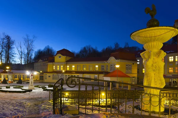 Snowy evening Spa Libverda in north Bohemia, Czech Republic