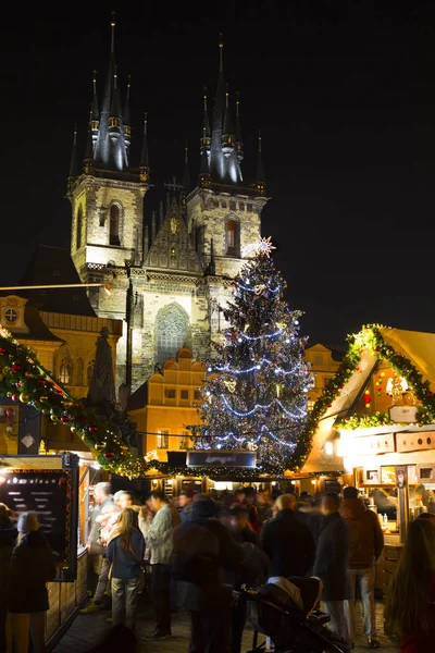 Humor Natal Noite Old Town Square Praga República Checa — Fotografia de Stock