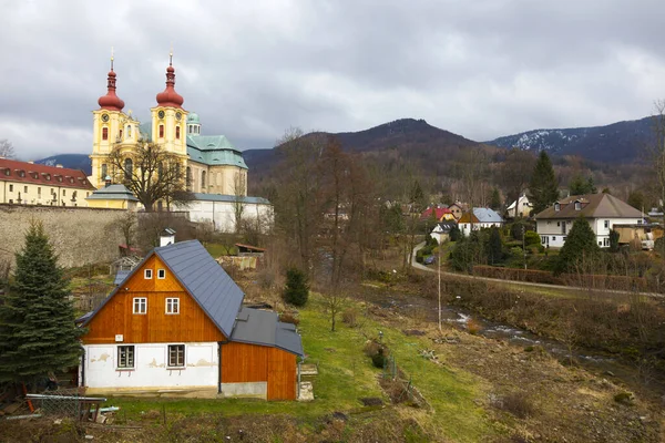 Barockbasilika Mariä Heimsuchung Winter Wallfahrtsort Hejnice Tschechische Republik — Stockfoto