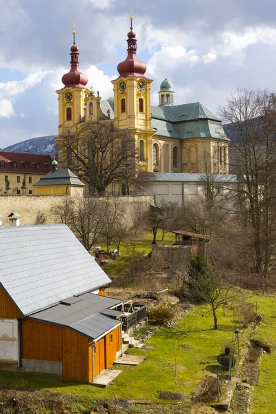 Barockbasilika Mariä Heimsuchung Winter Wallfahrtsort Hejnice Tschechische Republik — Stockfoto