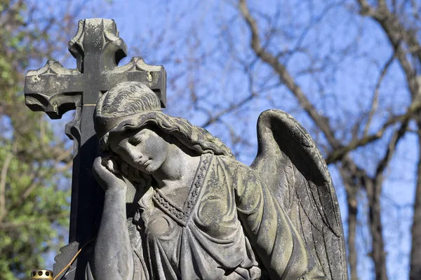 Historic Statue Mystery Old Prague Cemetery Czech Republic — Stock Photo, Image