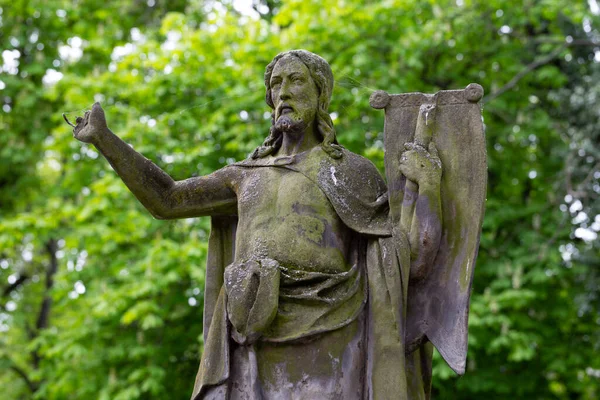 Statue Historique Sur Mystère Printanier Ancien Cimetière Prague République Tchèque — Photo