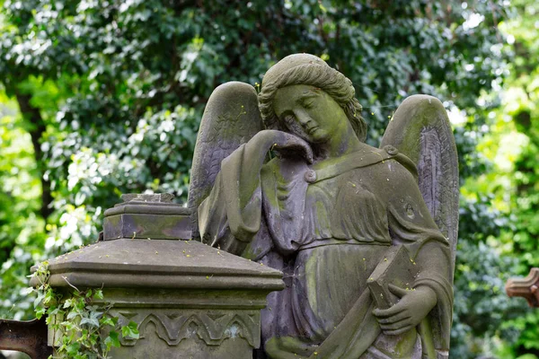 Statua Storica Sul Mistero Primaverile Vecchio Cimitero Praga Repubblica Ceca — Foto Stock