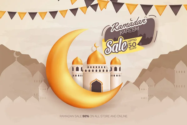 Ramadan Kareem Sale Upto Vector Banner Design — Stock Vector