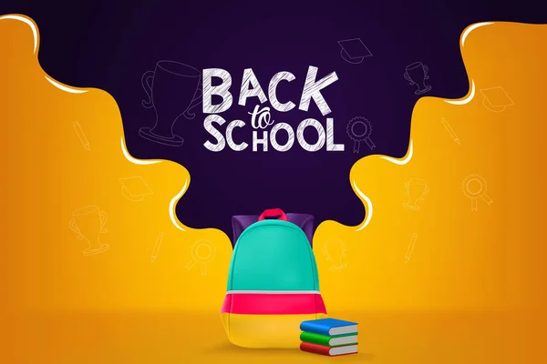 Back School Vector Banner Design Illustration Background — Stock Vector