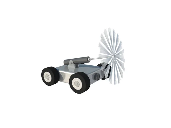 Robô Limpeza Com Câmera Isolada Fundo Branco Com Caminho Recorte — Fotografia de Stock