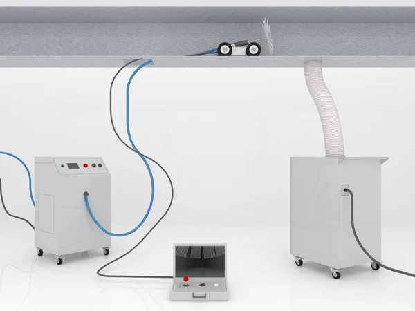 3D Duct Cleaning Robot for removal of dust mites and contaminants in the supply air duct with Brush and Camera - hygiene concepts for Hospital.