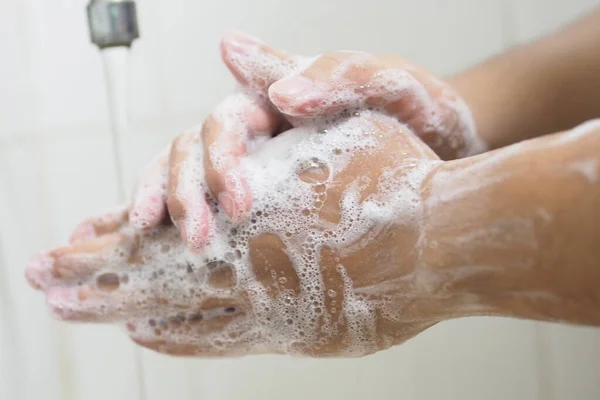 Detailní Záběr Zdravotnického Personálu Mytí Rukou Hygiena Rukou — Stock fotografie