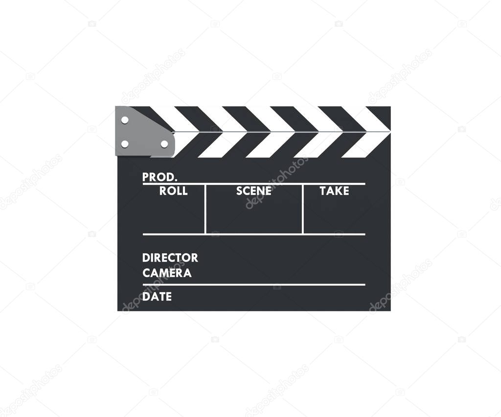 Clapperboard or Slate film on white background with Clipping path.