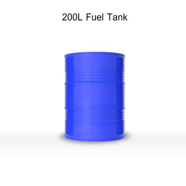 3D Yapılandırılmış 200 çöp petrolü ya da beyaz arka planda mavi yakıt tankı kırpma yolu ile