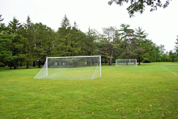 Puste Boisko Piłki Nożnej Boisko Parku — Zdjęcie stockowe
