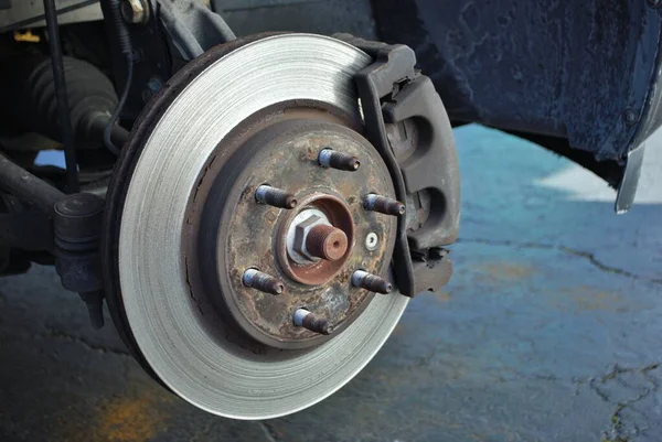 Ruined Disc Brake Rotor Seen Vehicle — Stock Photo, Image