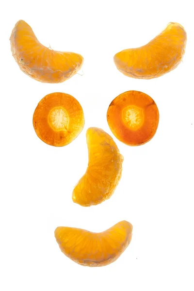 Clementine parts on white background — Stock Photo, Image