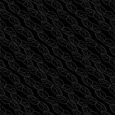 Güzel yapraklar dikişsiz desen, tekstil veya ambalaj kağıdı için tekrarlanabilir döşeme yaprağı, siyah ve beyaz vektör.