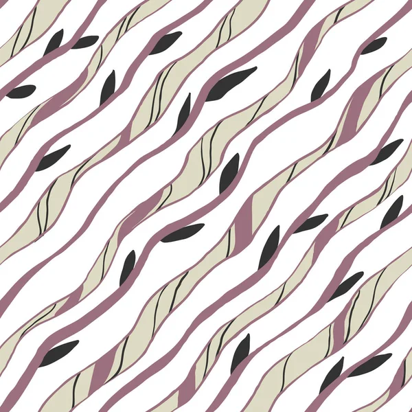 Abstracte Diagonale Lijnen Streep Met Bladeren Naadloos Patroon Vector Tribal — Stockvector