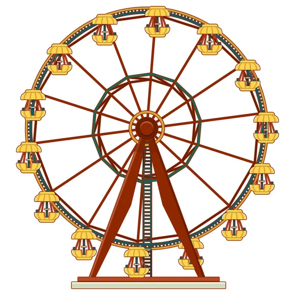 Ferris Wheel Carousel Amusement Park Flat Cartoon Style Vector Isolated — Stock Vector