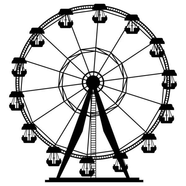 Ferris Wiel Carrousel Pretpark Platte Cartoon Stijl Vector Geïsoleerd Witte — Stockvector