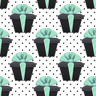 hediye kutusu dikişsiz parti siyah polka üzerinde mevcut tasarım