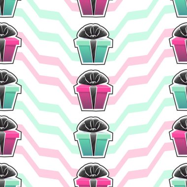 Hediye kutusu kusursuz desenli hediye kutuları, kurdele ve kutlama.