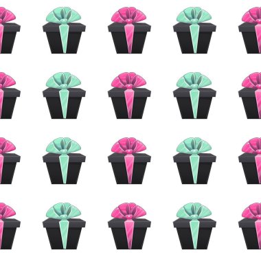 Hediye kutusu kusursuz desenli hediye kutuları, kurdele ve kutlama.