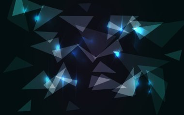 Soyut arka plan bilim kurgu fütüristik ışıltılı sanal teknoloji, ekran dijital duvar kağıdı siyah ve parlak üçgenler. vektör illüstrasyonu