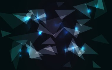 Soyut arka plan bilim kurgu fütüristik ışıltılı sanal teknoloji, ekran dijital duvar kağıdı siyah ve parlak üçgenler. vektör illüstrasyonu