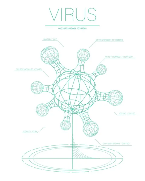 Sci Molekül Form Schnittstelle Bildschirm Futuristischen Hud Fantastisches Raumschiff Virus — Stockvektor