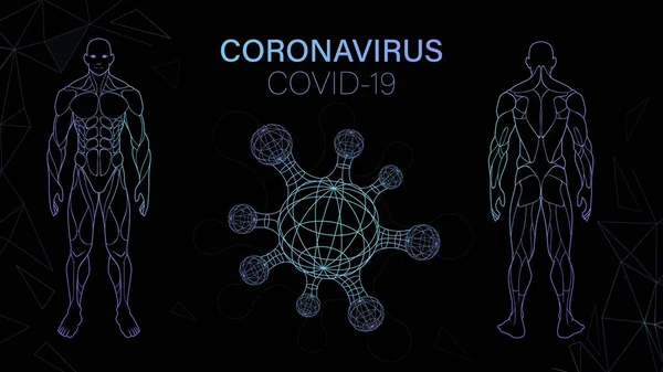 Science Fiction Fond Sur Virus Corps Humain Bactérie Quarantaine Scientifiques — Image vectorielle