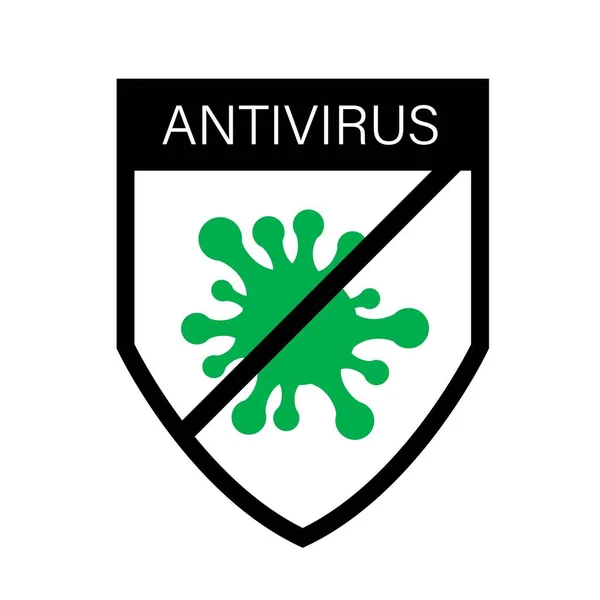 Virenschutzschild Symbol Mikrobenform Antivirus Verteidigen Besiegen Krankheit Und Bakterien Quarantäne — Stockvektor