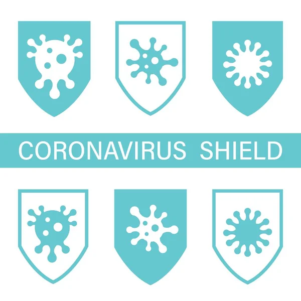 Virus Protection Shield Icon Microbe Shape Antivirus Defend Defeat Disease — Stock Vector