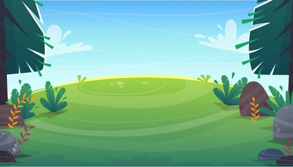 Césped Hierba Fondo Del Bosque Alegre Campo Verde Brillante Los — Vector de stock