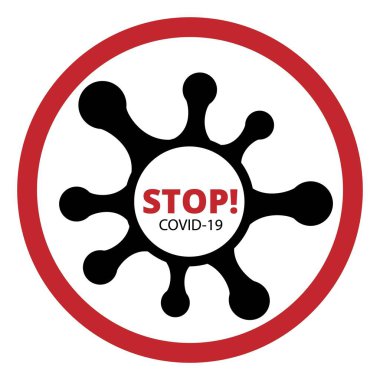 Virüs ya da bakteri mikrop simgesi Coronavirus COVID-19 molekül şekli, beyaz üzerine izole edilmiş siyah vektör düz sembol 