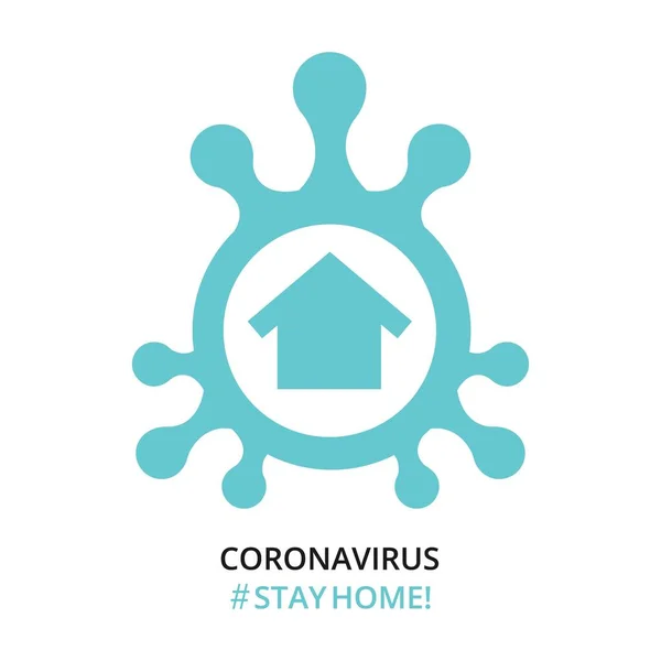 Stanna Hemma Ikon Virus Eller Bakterier Mikrob Ikon Coronavirus Covid — Stock vektor