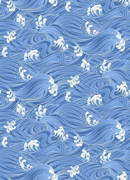 Japanese Ocean Wave Seamless Pattern — Stock Vector