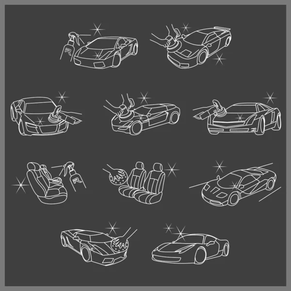 Conjunto Iconos Servicio Cuidado Del Coche — Vector de stock