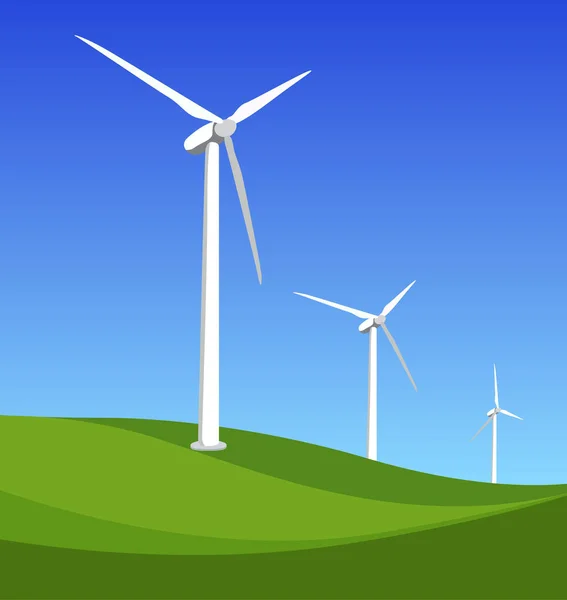 Windturbine Green Hill — Stockvector