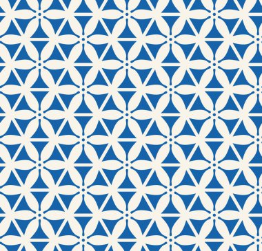 Japon Mavi Altıgen Çiçeği Kusursuz Desen